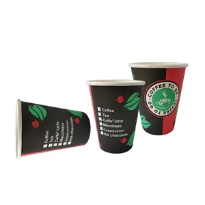 Wholesale Custom Logo Espresso Coffee Cup Set Disposable Paper Cups Lids Coffee Shop Takeaway Beverages Industrial Use