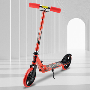 Trottinette pliable pour enfants et adolescents, hauteur réglable, couleur rouge, avec frein, pour les plus de 12 ans - Product Image 1
