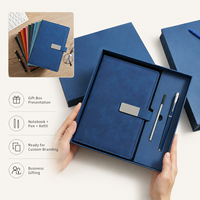 Ensemble cadeau d'affaires moderne en cuir PU A5 de luxe avec logo imprimé, stylo en métal fait main, gravure personnalisée