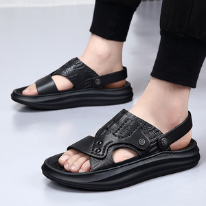 Men's Layered Cowhide <b>Slippers</b> for <b>Summer</b> Outdoor Wear, High-end and Slip-resistant Leather Sandals - Product Image 6