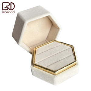 ROGOOD Scatola Esagonale in Velluto per Gioielli 73*63*53mm Verde/Marrone/Bianco/Rosa/Beige/Rosso/Nero/Blu/Grigio per Anelli/Orecchini P1710 - Product Image 3