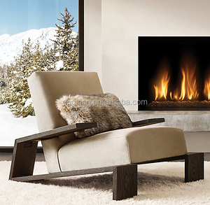 Muebles de Sala de Estar de Diseño Moderno y Lujoso, Sofá de Ocio de Cuero y Madera de Roble Macizo Hecho a Mano en Francia - Product Image 3