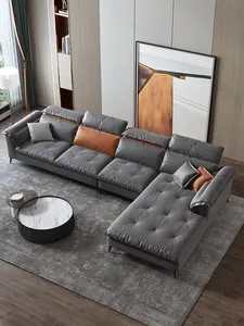 Italian Design Simple Style Sectional Sofa With Chaise Longue For Living Room