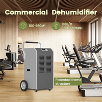 Déshumidificateur industriel 138L/jour 220V, déshumidificateur commercial pour sous-sol et entrepôt, affichage intelligent, contrôle automatique, dégivrage automatique