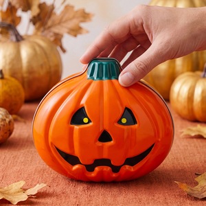Caja de hojalata con diseño de cabeza de calabaza alienígena para Halloween, caja de almacenamiento de dulces y galletas, envase de regalo festivo - Product Image 4