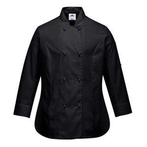 PORTWEST - C837BKRXXL Rachel chefs de mujer chaqueta negra-EAN 5036108276448 CHEFS AND FOOD INDUSTRY WORKWEAR - Product Image 1