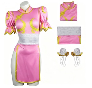 Disfraz <span class=keywords><strong>de</strong></span> Cosplay <span class=keywords><strong>de</strong></span> <span class=keywords><strong>Chun</strong></span>-<span class=keywords><strong>Li</strong></span> <span class=keywords><strong>de</strong></span> Street Fighter, Traje Cheongsam Rosa Sexy, Disfraz <span class=keywords><strong>de</strong></span> Personaje <span class=keywords><strong>de</strong></span> Videojuego para Halloween, Carnaval y Fiestas - Product Image 1