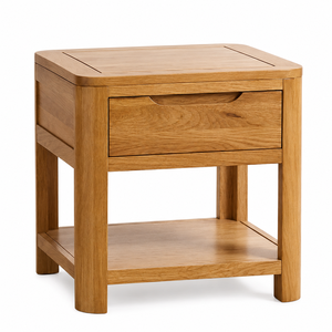 Mesita de Noche de Madera de Roble Escandinavo con un Cajón y Estante Abierto, Gabinete Minimalista para Dormitorio Moderno - Product Image 5