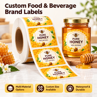 Label Stiker Hologram Digital Custom Tahan Air untuk Kemasan Makanan Madu, Selai, Snack, Pizza