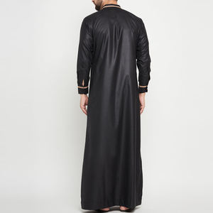 Elegante, Cómodo y Transpirable Thobe Islámico Tradicional de Alta Calidad para Hombre, Informal, Largo hasta el Suelo, Manga Larga, Color Sólido - Product Image 5