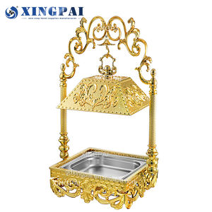 Xingpai ที่อุ่นอาหารสแตนเลสสตีลหรูหราพร้อมฝาแขวนสีทองชุดบุฟเฟต์อาหารสำหรับงานแต่งงานของโรงแรม - Product Image 3