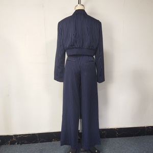 Ensemble blazer et pantalon rayé pour femme, coupe ajustée, manches longues, élégant, décontracté, costume de bureau deux pièces - Product Image 4