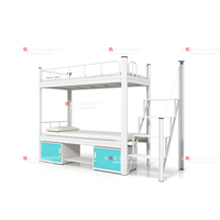 Lit superposé moderne en bois avec bureau et escalier de rangement pour dortoir scolaire ou maison - Vente flash