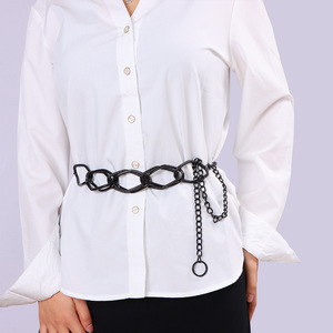 โซ่คาดเอวโลหะทรงเรขาคณิตแฟชั่นสำหรับผู้หญิง สีทอง สีเงิน สีดำ ทำจากโลหะผสมสังกะสี สวมใส่ได้ทุกวัน สไตล์ฮิปฮอป - Product Image 3