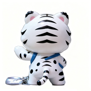 Llavero de PVC brillante rosa suave con ojos móviles personalizados, tamaño mini, con almohadillas de pata, juguete mini para adorno de mochila, regalo coleccionable, venta al por mayor - Product Image 3