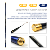Q007 6H 5.4m 6.3m 7.2m 7.5m 8.1m 9m Canne à pêche en fibre de carbone, action extra rapide, multi-sections, pour carpe, poisson-chat, truite, perche, rivière, lac, ruisseau