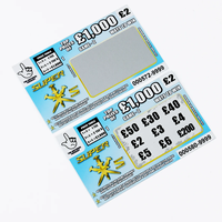 Meilleure vente en couleur pas cher impression personnalisée billets de loterie cartes en papier jeu billets de loterie à gratter