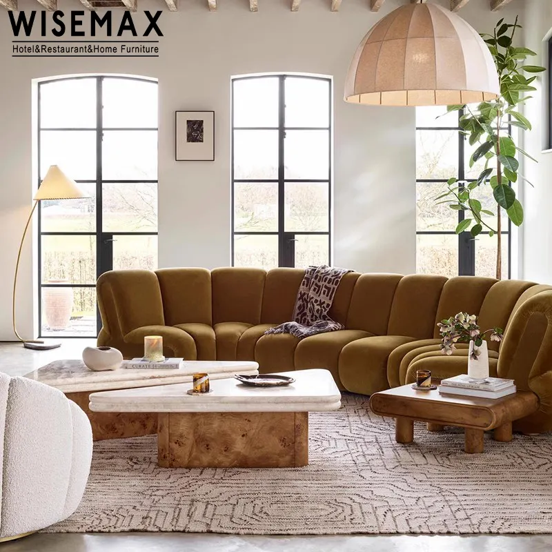 WISEMAX FURNITUREホーム家具コーナーソファサイドテーブルファブリックホテルロビー大型U字型断面モジュラーソファセット