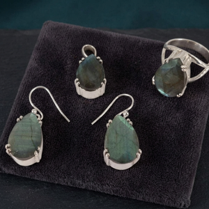 Awesome Art Palace 925 Silver Fine Jewelry Set with Labradorite Gemstone GIA Certified Trendy Unisex Gift - Product Image 3