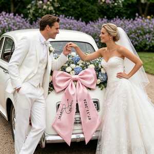 Décorations de voiture romantiques personnalisées, grand nœud en ruban pour accessoires photo de mariage, cérémonie, cadeaux de fête - Product Image 5