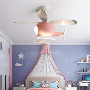 Ventilateur de plafond LED moderne et créatif en forme d'<span class=keywords><strong>avion</strong></span> de dessin animé, décoration simple, <span class=keywords><strong>lampe</strong></span> de plafond LED pour chambre d'enfant, chambre à coucher, lumières de ventilateur LED - Product Image 1