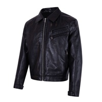 Veste en cuir PU rétro pour homme, style urbain, avec fermeture éclair, coupe ample, col à revers, motif cœur, décontractée, vintage, pour l'extérieur, style hip-hop
