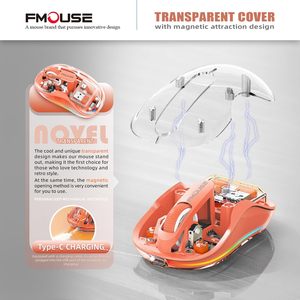 Souris sans fil double mode transparente rechargeable 5 boutons rétroéclairée RGB optique USB Type C pour droitier - Product Image 3