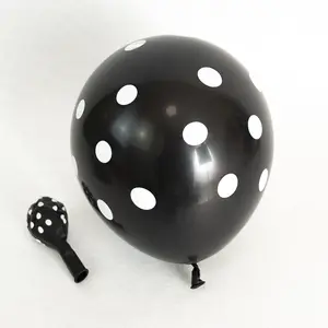 定制全印刷12英寸黑色圆点乳胶气球