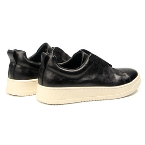 Slip-On <b>Sneakers</b> Men Genuine <b>Leather</b> Casual Shoes Elastic Band Low Heel Solid Color Retro Fashionable Loafers - Product Image 3