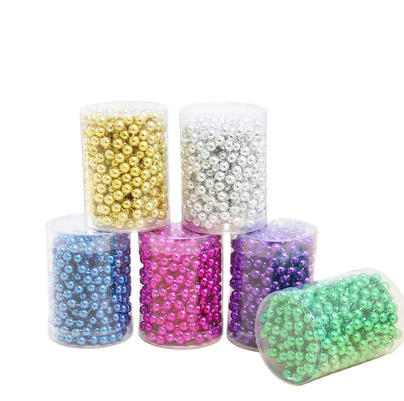 7mm 10M Christmas Ornaments Plastic Beads Garland Chain Pvc Pack For Christmas Tree Decoration