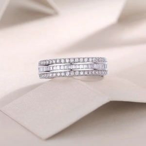 Anneaux en argent avec moissanite glacée, univers parallèles, multivers, moissanite complète, anneaux en argent sterling 925, anneau en moissanite VVS - Product Image 4