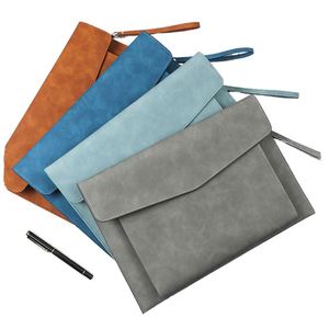 A4 Size File Folders Large Capacity PU Leather <b>Document</b> File <b>Bag</b> Conference Office <b>Document</b> Pouch Business Contract File Folder - Product Image 1