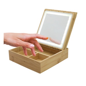Mesa de Tocador Moderna con Marco de Madera de Bambú y Espejo con LED Inteligente Extraíble para Maquillaje - Product Image 5