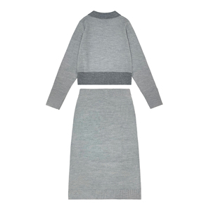 Completo Invernale Casual da <span class=keywords><strong>Donna</strong></span> 2 Pezzi con Maglione a Collo Alto a Maniche Lunghe e Gonna Lunga con Logo Frontale - Product Image 5