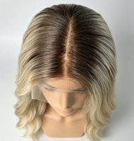 Stock d'usine, expédition rapide, perruque en cheveux humains vierges avec dentelle HD, blond ombré, ondulée bouclée, ligne de cheveux super naturelle, nœuds décolorés