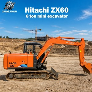 Excavatrice d'occasion HITACHI ZX60, marque japonaise, mini-excavatrice sur chenilles de 6 tonnes, moteur Yanmar, composants principaux - Product Image 1