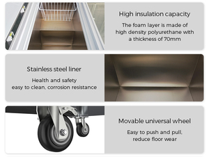 1.98m Thiết bị làm lạnh thương mại cửa đôi kính trưng bày thương mại ngực tủ đông sâu thẳng đứng kết hợp kính trượt - Product Image 6