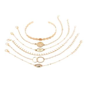 Vintage Gold Plated Alloy <b>Bracelet</b> <b>Set</b> Plant Pattern Women's Jewelry 6 Piece Boho Style Fashion Jewelry <b>Sets</b> - Product Image 5