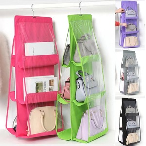 Sac de Rangement <span class=keywords><strong>Suspendu</strong></span> Double Face à Six Compartiments, Non Tissé, pour Sacs à Main, Boîte de Rangement Claire de Grande Taille pour Filles et Femmes, Penderie - Product Image 3