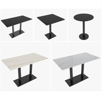 Table à manger moderne en acier inoxydable, pieds en fer, plateau en pierre frittée effet marbre, durable, facile à nettoyer, pour restaurant et café, directement de l'usine