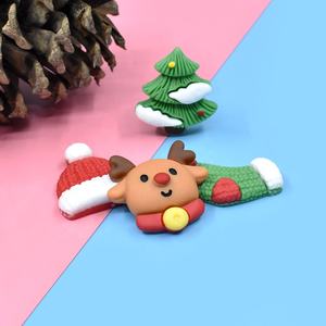 Abalorios de resina de Papá Noel y muñecos de nieve para decoración navideña DIY, cabujones de oso de base plana para regalos y manualidades navideñas DIY - Product Image 5