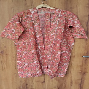 ชุดกิโมโนผ้าฝ้ายลายดอกไม้ยอดนิยม พิมพ์ลายบล็อกอินเดีย เสื้อผ้าลำลอง นุ่มสบาย ระบายอากาศได้ดี ชุดฤดูร้อน ราคาขายส่ง - Product Image 2