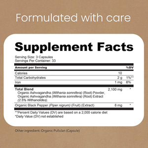 Capsule di Ashwagandha Biologica, Estratto di Radice di Ashwagandha, Etichetta Privata OEM ODM, Vendita all'Ingrosso, Integratore Alimentare, 90 Capsule - Product Image 6