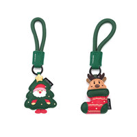 Cadeau de Noël fait main, pendentif porte-clés en polyuréthane, motif dessin animé mignon, sapin de Noël, Père Noël, chaussette, renne