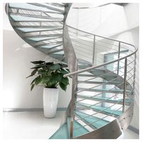 Prima Factory Wendeltreppe Komplettset Metall-Zentralsäulentreppe mit Glasgeländer für Wohnprojekte im Loft-Stil