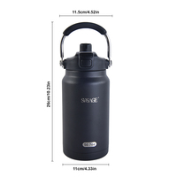 Gourde isotherme 50 oz pour la salle de sport et les activités de plein air, avec logo, 1500 ml, en acier inoxydable, avec poignée