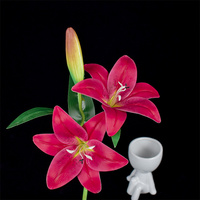 Großhandel dekorative 3 Köpfe gefälschte Tiger Lilien Blume 3D Real Touch künstliche rosa Lilie für Ostern