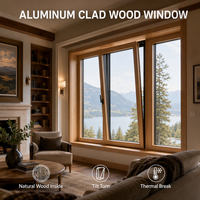 Ventana Corredera Abatible de Aluminio y Madera de Primera Calidad, Doble Acristalamiento con Rotura de Puente Térmico, Personalizada para Casas y Villas de Lujo