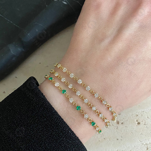 Đá Quý Tình Yêu Ghi Chú Kim Cương Tennis Vòng Đeo Tay Hơn 925 Bạc Đá Lấp Lánh Tinh Tế Chuỗi Vòng Đeo Tay - Product Image 2