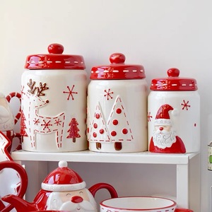 Vaso <span class=keywords><strong>di</strong></span> zucchero in ceramica decorativo 3D regalo <span class=keywords><strong>di</strong></span> natale dipinto a mano in ceramica barattoli <span class=keywords><strong>di</strong></span> caramelle <span class=keywords><strong>di</strong></span> natale - Product Image 2